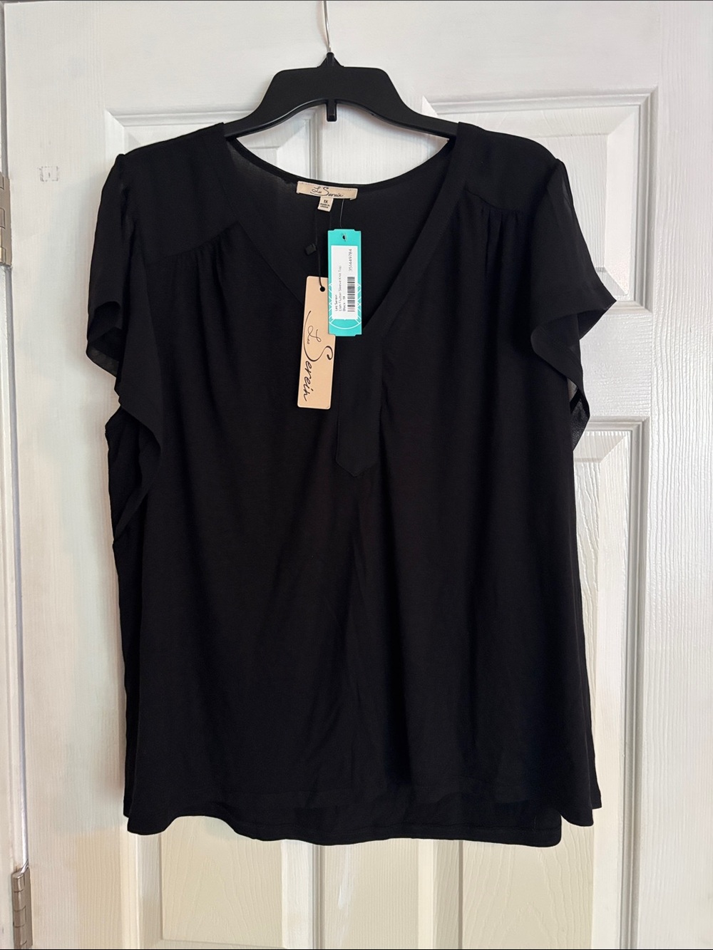 Les Serein Elah Flutter Sleeve Knit Top Black Women’s size 1x